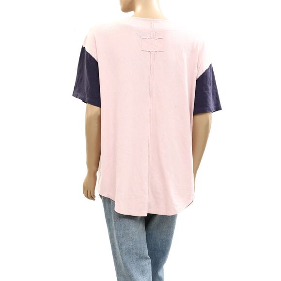 Free People We The Free Homerun Tee Shirt Top Cotton Buttondown Pink XS 284270 - Picture 3 of 5